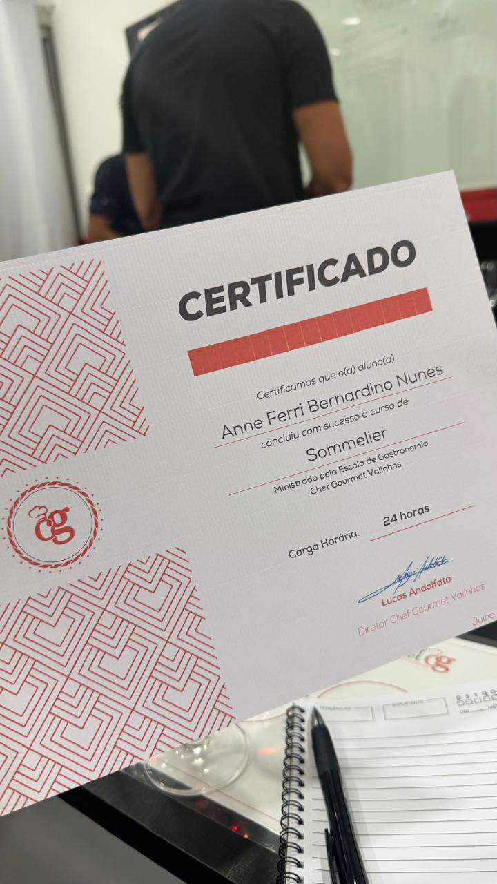 Certificado de sommelier de Anne Ferri